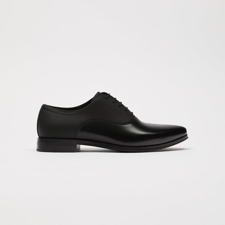 Unleash Timeless Elegance: Men's Black Italian Leather Classic Oxford Dress Shoes - Exquisitely Crafted for Elevated Style and Comfort