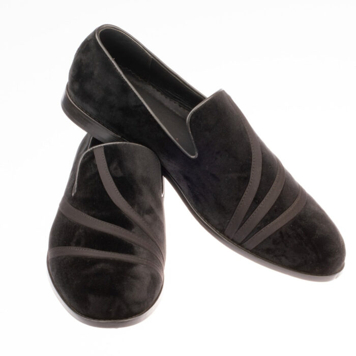 Royal Ethnic Three Layered Black Suede Loafers