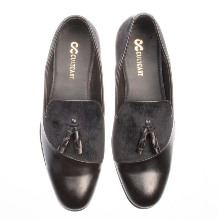 Handcrafted Black Suede Tassel Loafer