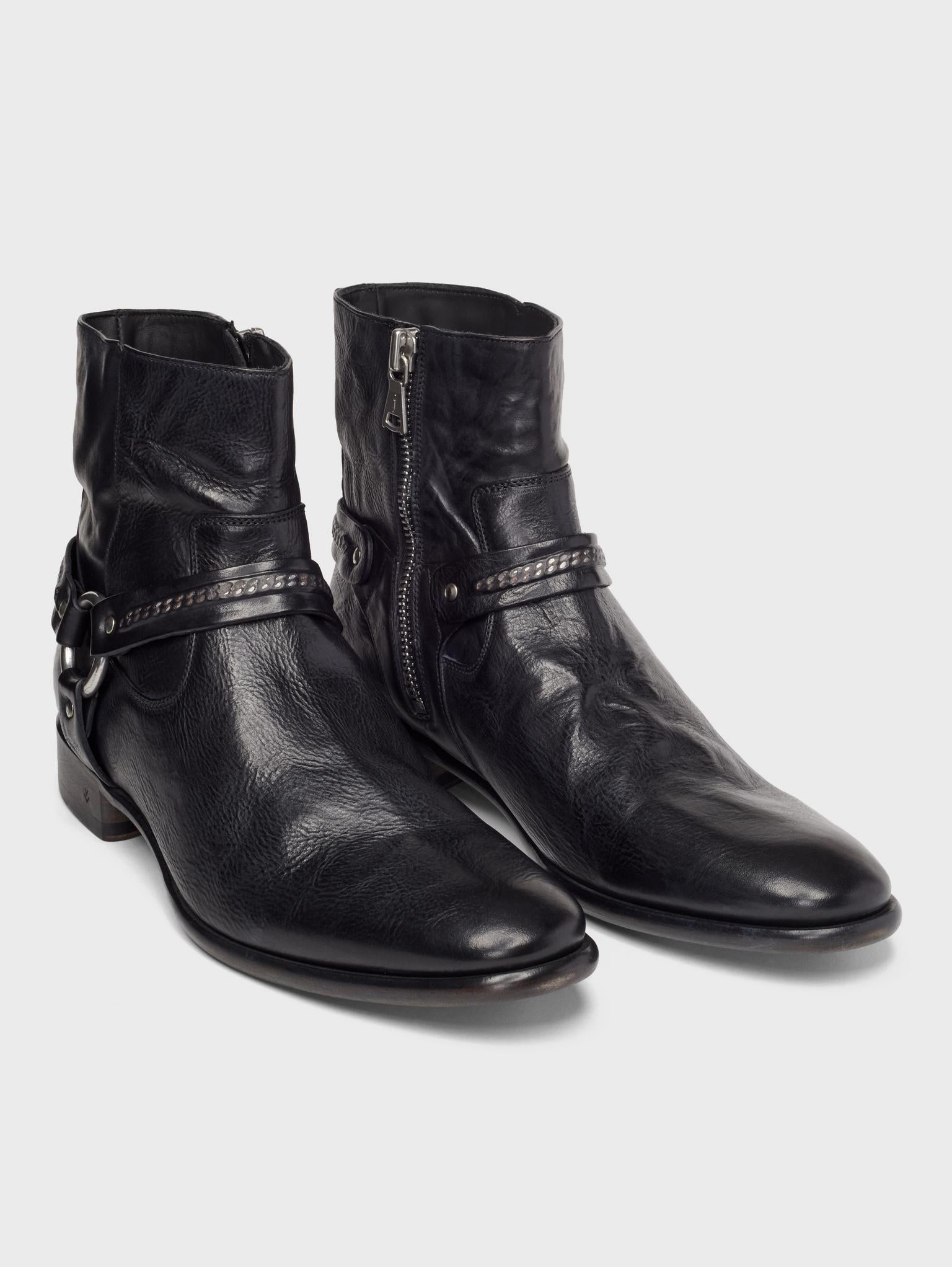 Uncompromising Style and Comfort: Men's Thick Black Italian Buff Leather Jodhpur Boots - Exquisite Craftsmanship for the Modern Gentleman