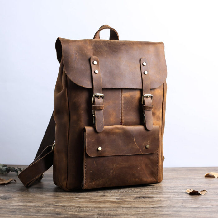 Unleash Your Style with our Stylish and Unique Handcrafted Vintage Leather Backpack - Unisex Design, Laptop Compartment, and Distinctive Storage Space
