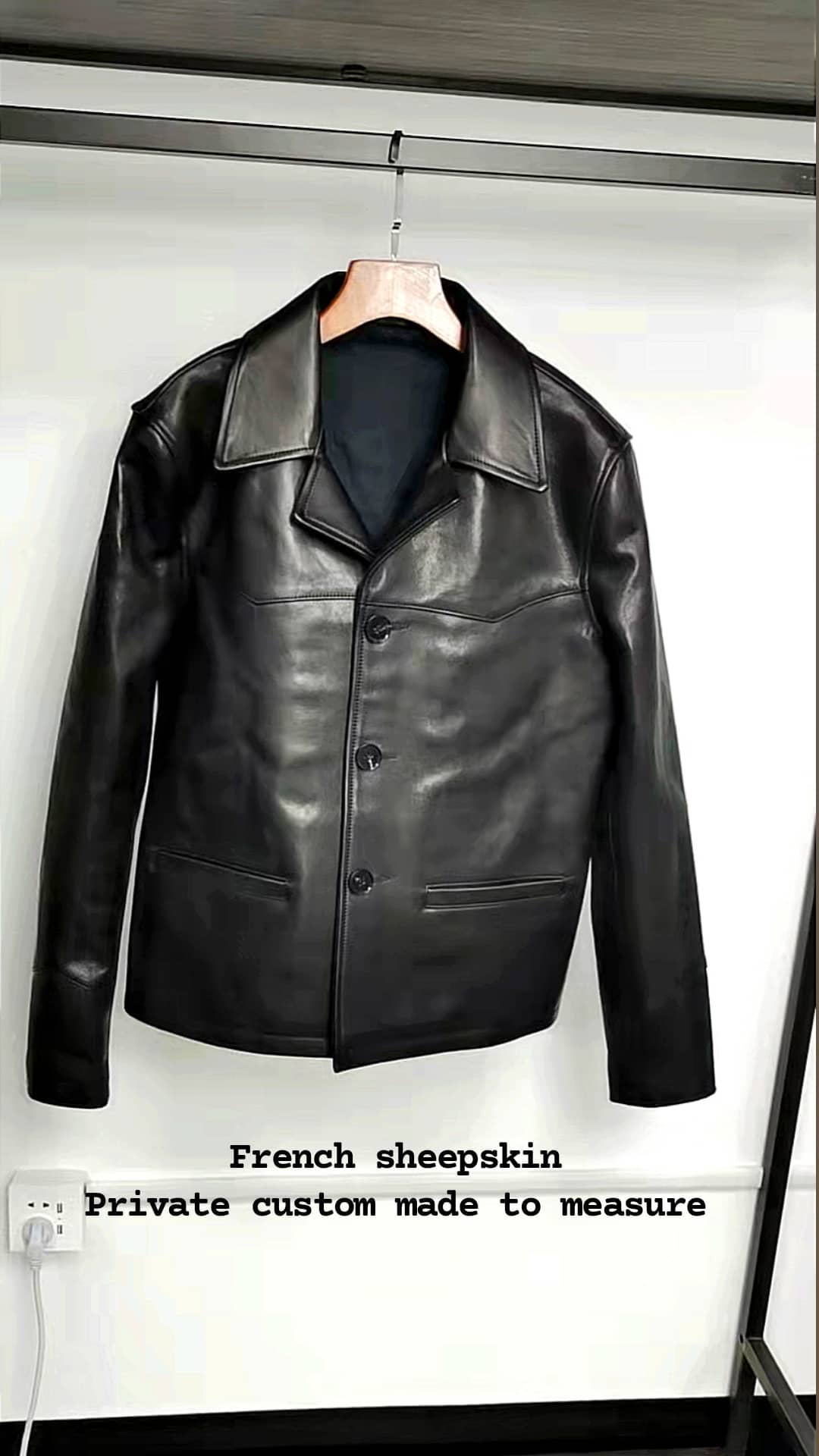 Men's french sheep skin leather blazer jacket, soft outershell, custom made, regular fit