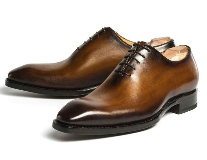 Men's Derby Shoes in Italian buff leather upper, comfortable leather sole, all season, daily wear formal shoes