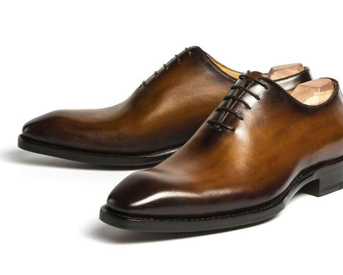 Men's Derby Shoes in Italian buff leather upper, comfortable leather sole, all season, daily wear formal shoes