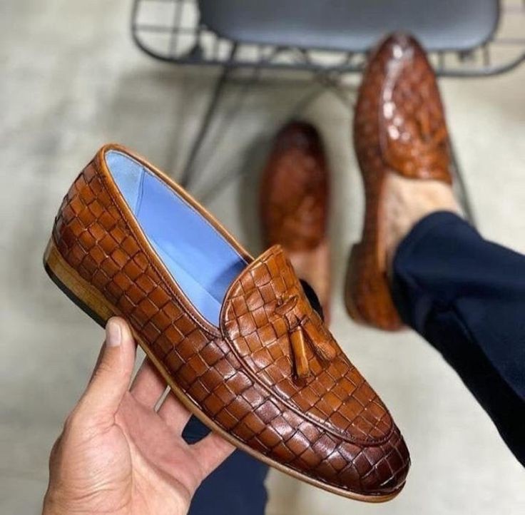 Men's woven tassel loafers, made in high grade italian buff leather,comortable leather sole