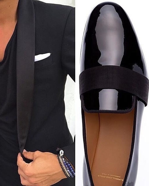 Refined Elegance: Men's Designer Patent Leather Loafers with Leather Sole