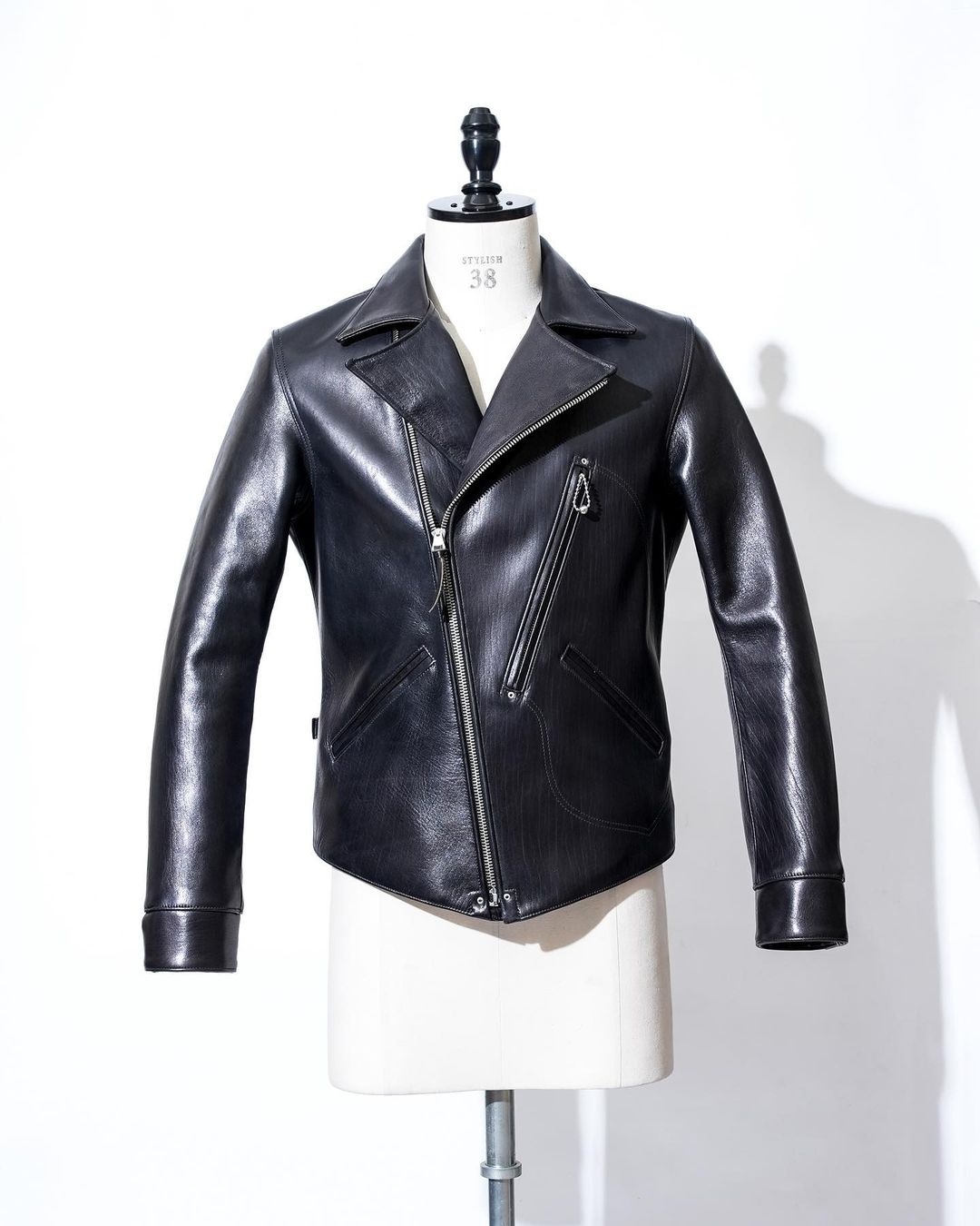 Men's stylish sturdy black buff leather moto biker jacket,genuine full grain buff leather jacket,regular fit.