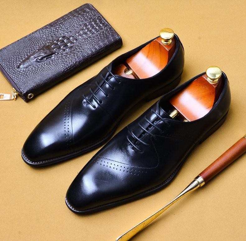 Elevate Your Wardrobe: Men's Black Buff Leather Brogue Punch Lace-Up Oxford Shoes - Crafted for Designer Style and All-Day Comfort