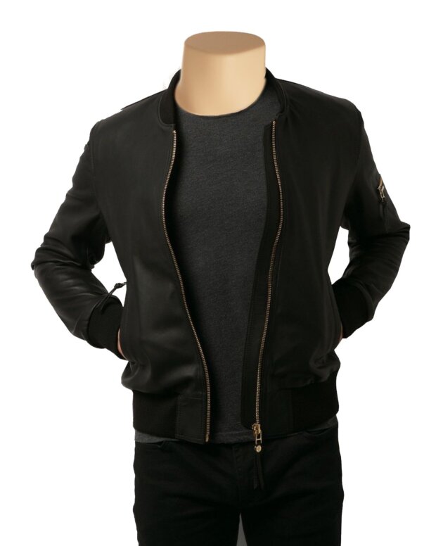 Timeless Style in Focus: Men's Bespoke Black Bomber Leather Jacket - Handcrafted Luxury with Premium Lamb Leather