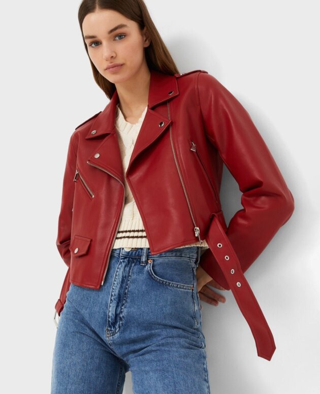 Womens Custom made Moto Biker Leather Jacket