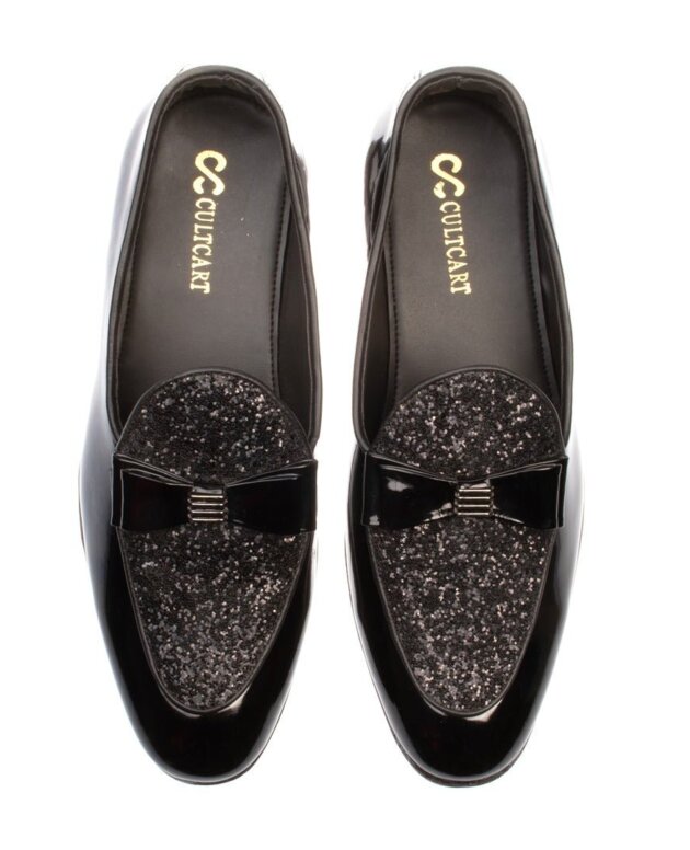 Black Patent Leather Men's Loafer Shoes