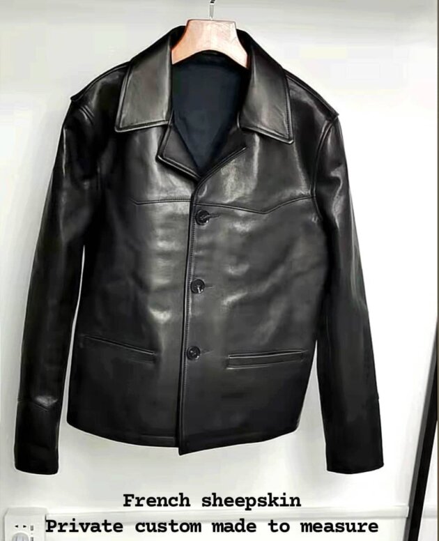 Men's french sheep skin leather blazer jacket, soft outershell, custom made, regular fit