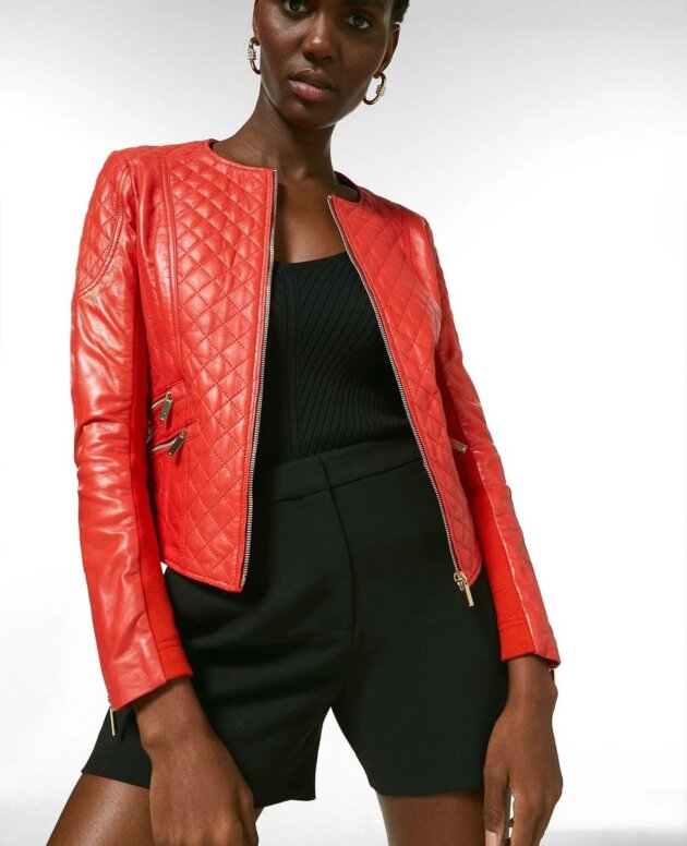 Women's California Moto Quilted Pattern Soft Sheep Leather Handcrafted Jacket