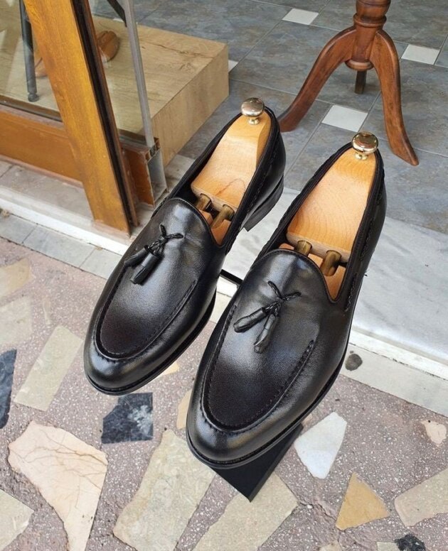 Elevate Your Style with Italian Buff Leather Tassel Loafer Shoes for Men. Handcrafted Excellence, Goodyear Welted Construction, Luxurious Comfort, and High-Performance Leather Sole