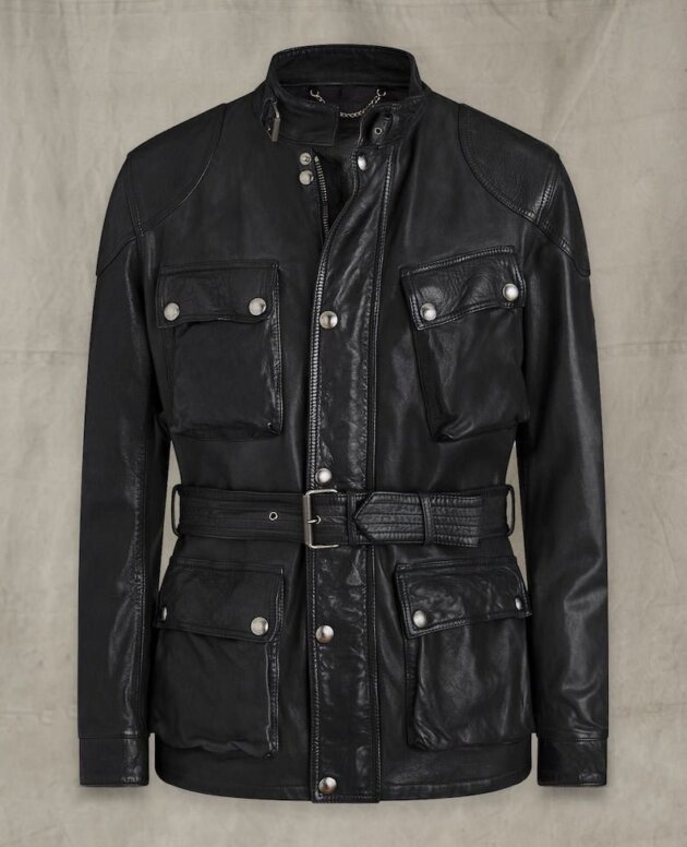 Mens's handcrafted black lamb leather jacket: 4 Pockets, Artisan Detailing, Timeless Elegance