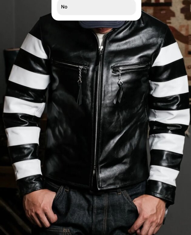 Men's stylish monochrome design genuine lamb leather moto racer jacket,soft outershell,internal pockets,black and white leather jacket, regular fit