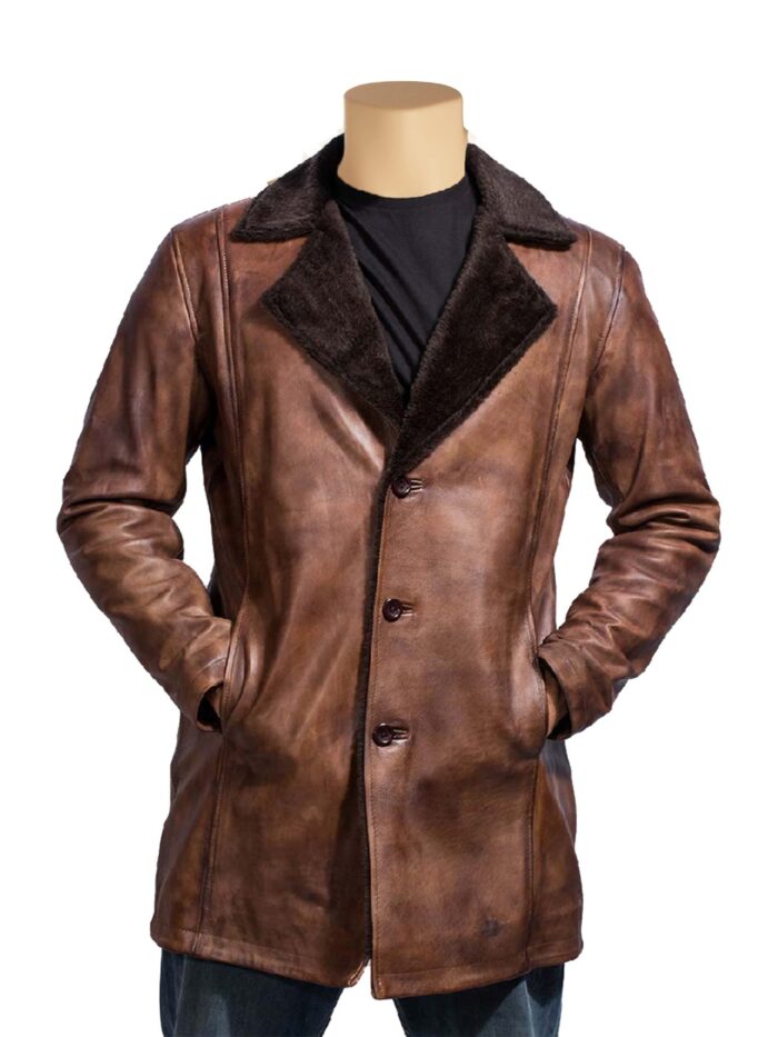 Distressed Leather Fur Coat