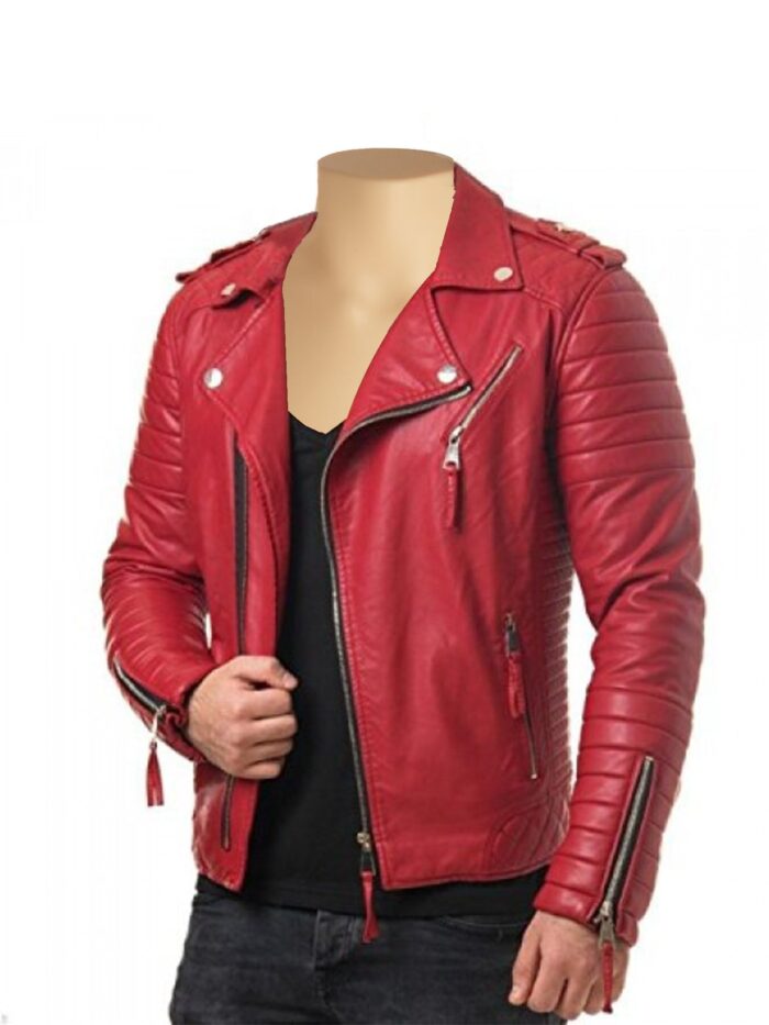 Red Biker Leather Jacket