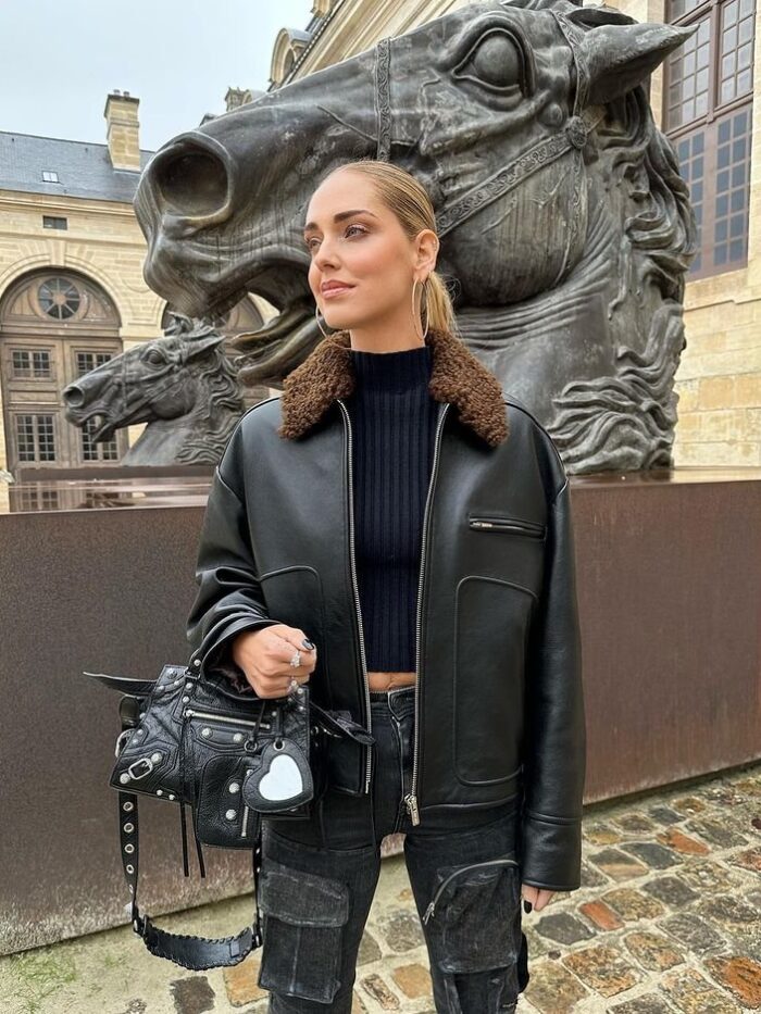 women's black moto jacket