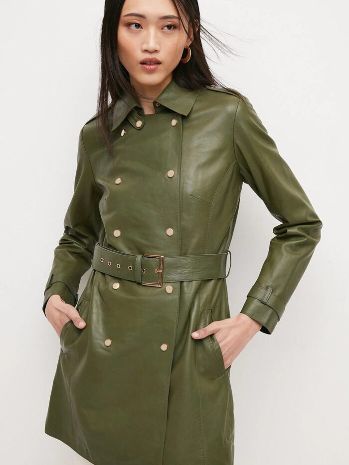 CultCart womens leather trench coat