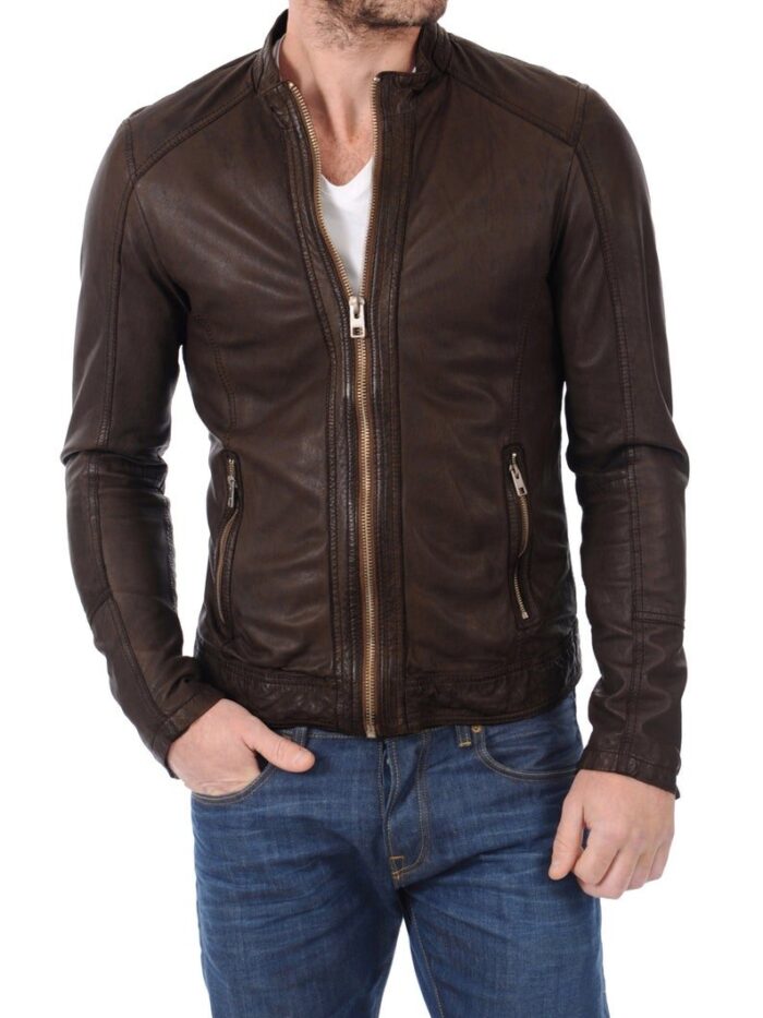 Brown Moto Racer Jacket